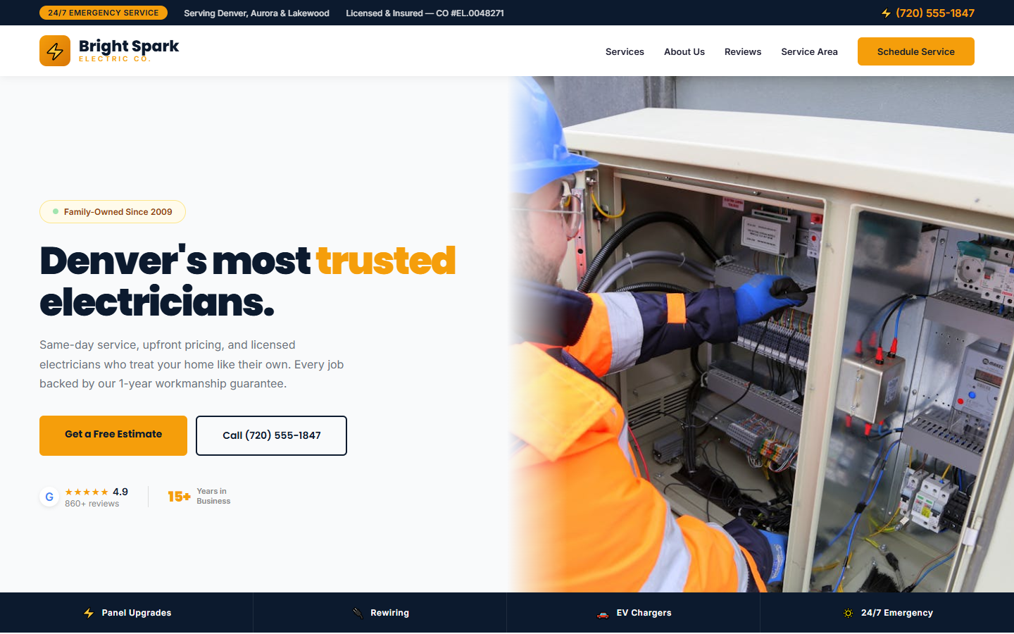 BrightSpark Electric Website